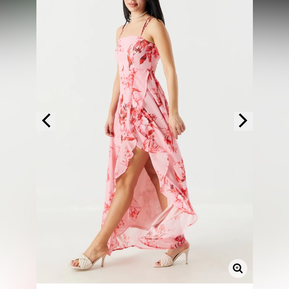 NWT Chiffon Floral High-Low Wrap Dress